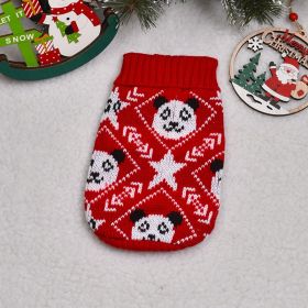Dog Cat Sweater Pet Clothes Clothing (Option: Red Background Panda-24)