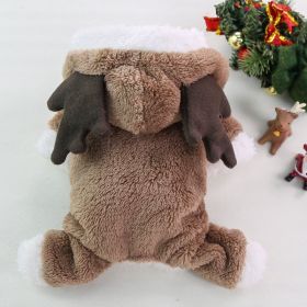 Autumn And Winter Christmas Four Legs Thick Fleece Warm Dog Coat (Option: Brown Elk-XL Back Length 40cm)